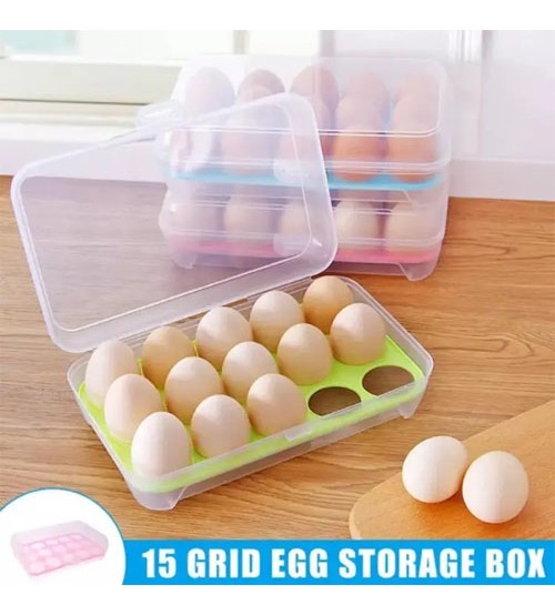 15Grids Transparent Egg Storage Box Single Layer Egg Storage Container Egg Trays With Plastic Lid